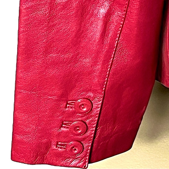 EAST 5th Women’s Effortlessly Chic Red Leather Jacket Sz XLP Minimalist Luxe - Picture 4 of 11